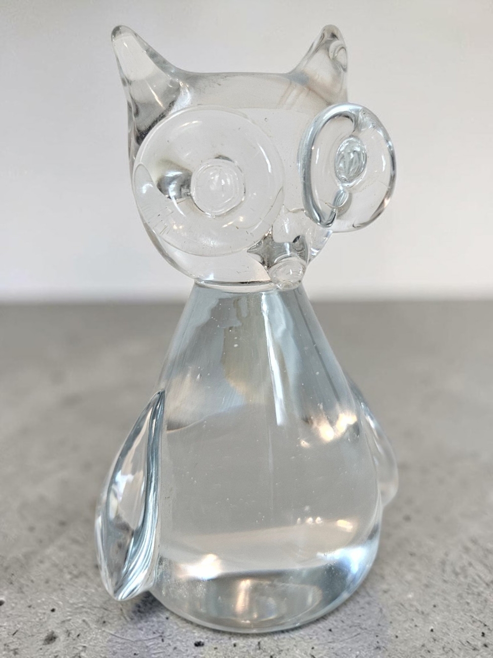 Vintage Art Glass Owl Figurine Paperweight Bullicante Controlled Bubble Clear OS - Picture 1 of 11